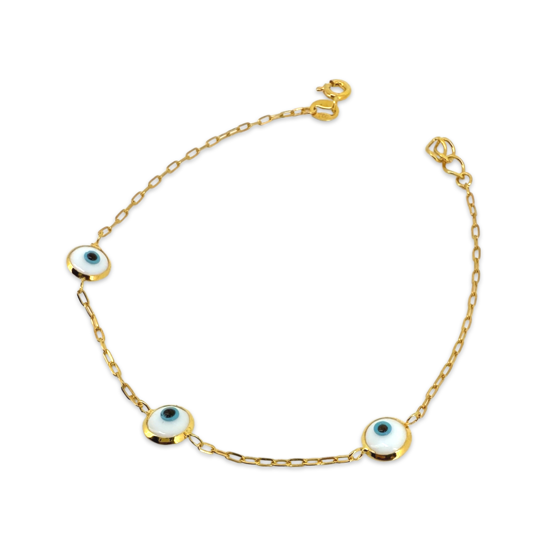 Evil Eye Link Bracelet- White