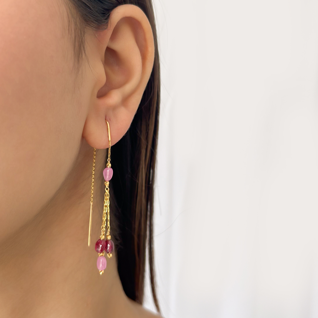 Multi Ruby Dangler Earrings