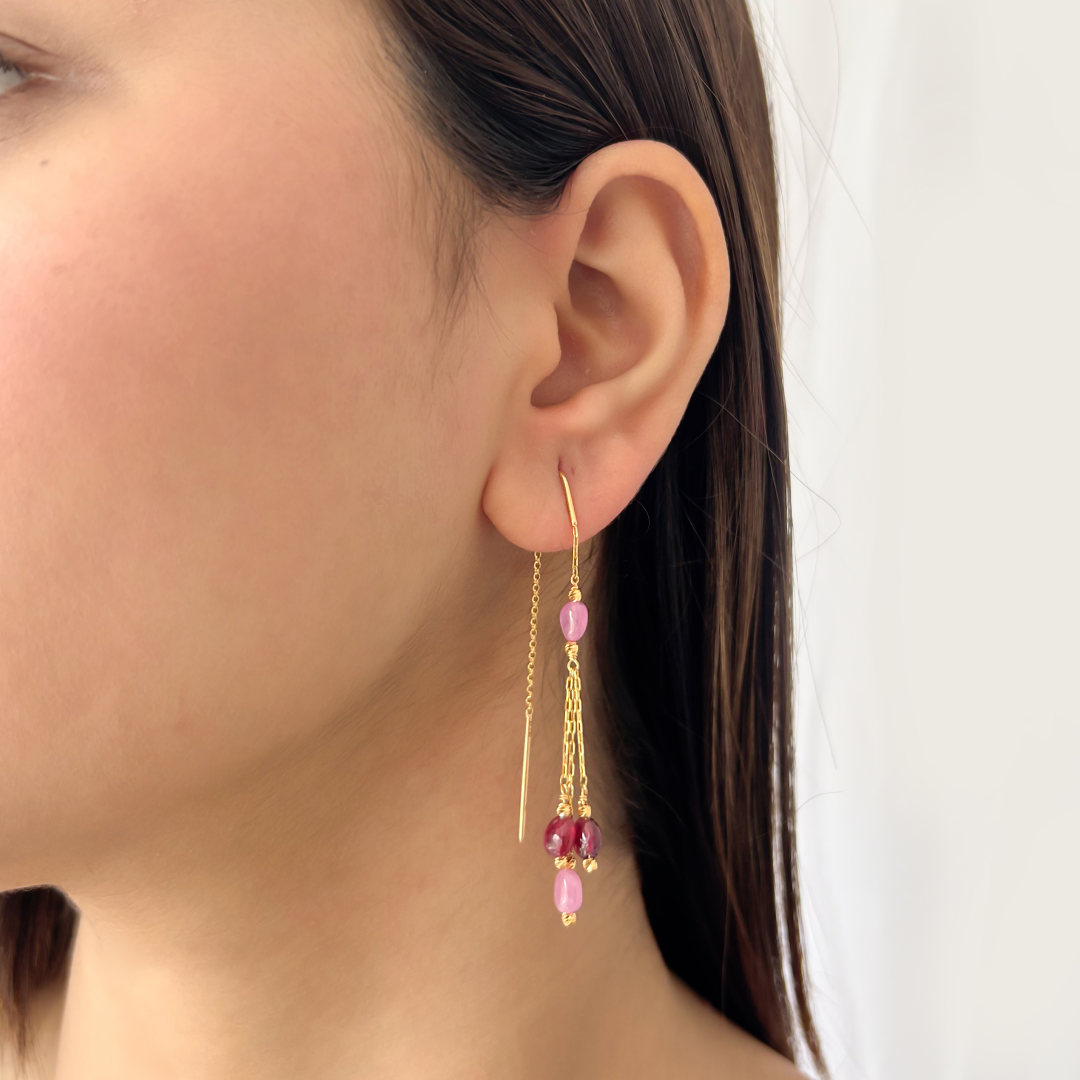Multi Ruby Dangler Earrings