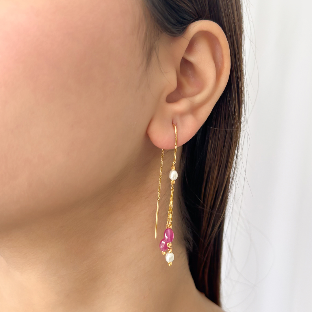 Ruby Pearl Dangler Earrings