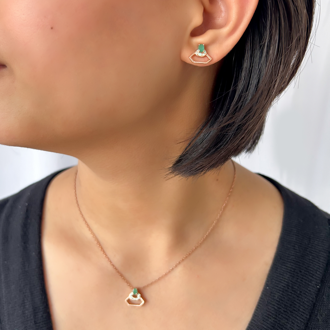 Emerald Twisty Necklace Set