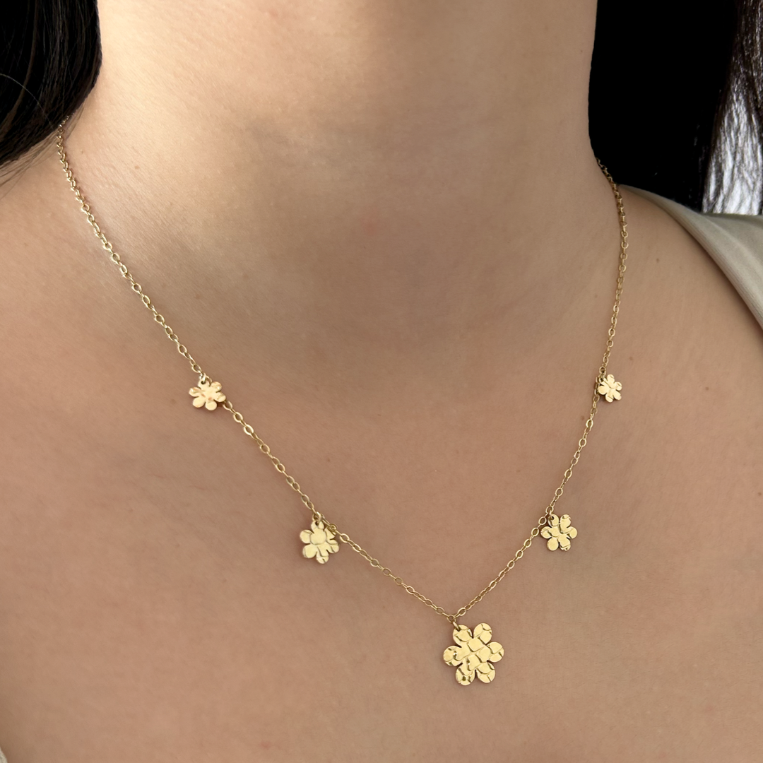 Hammered Flower Charm Necklace