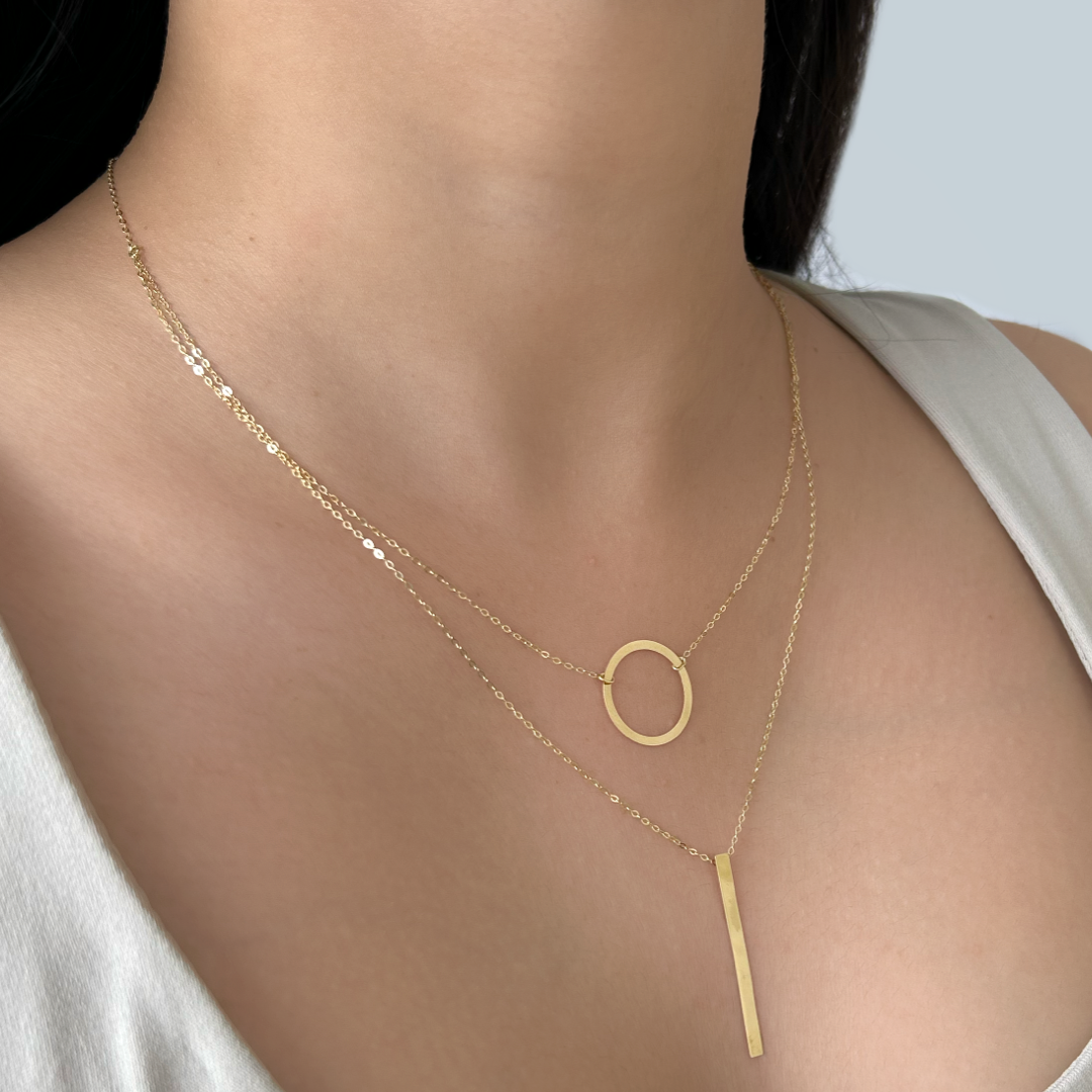 Layered Halo Bar Necklace