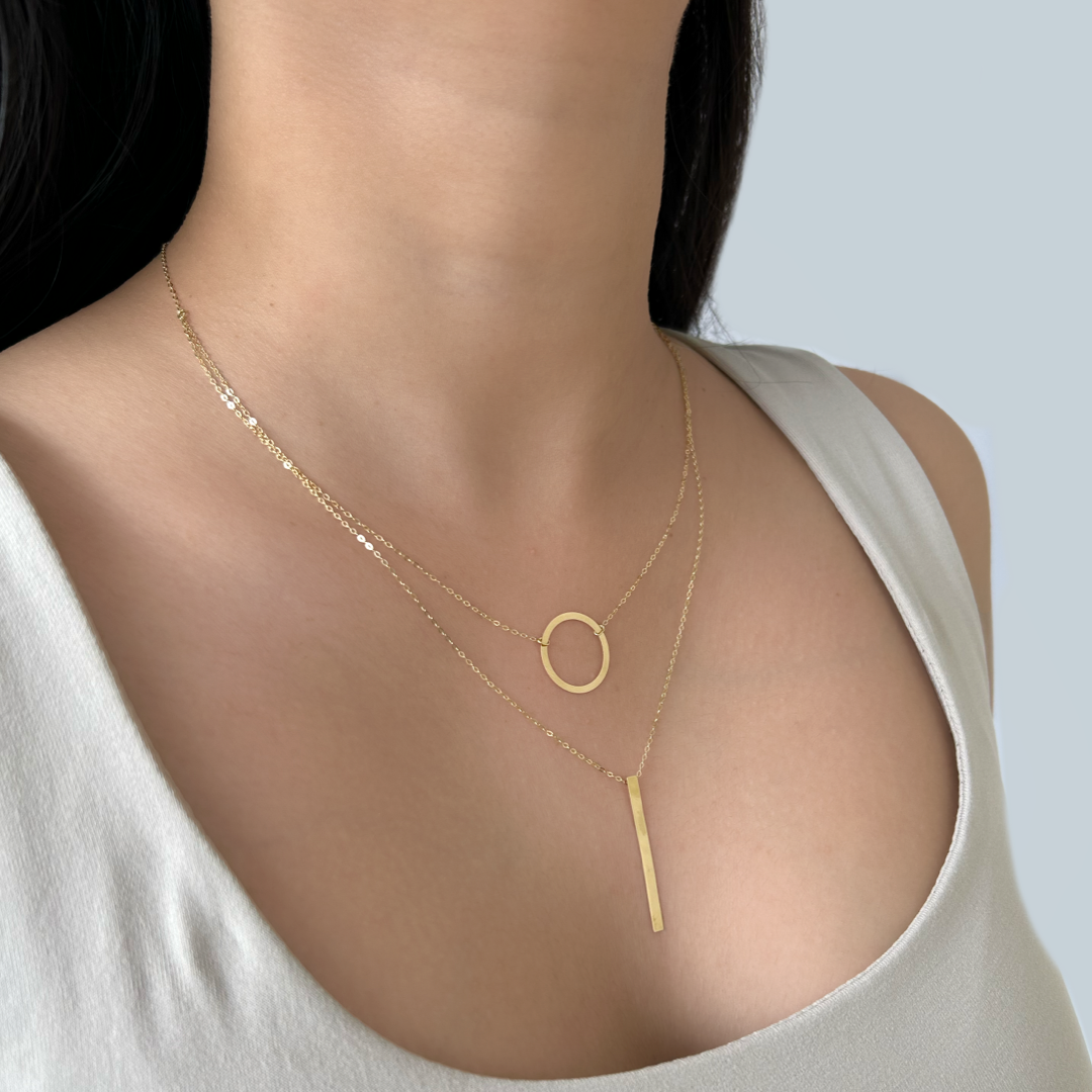 Layered Halo Bar Necklace