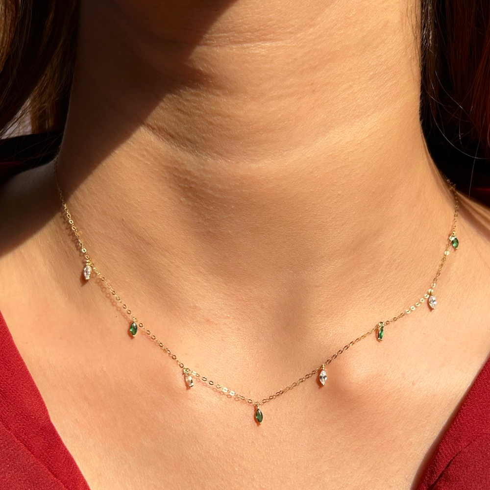 Green Marquise Crystal Necklace