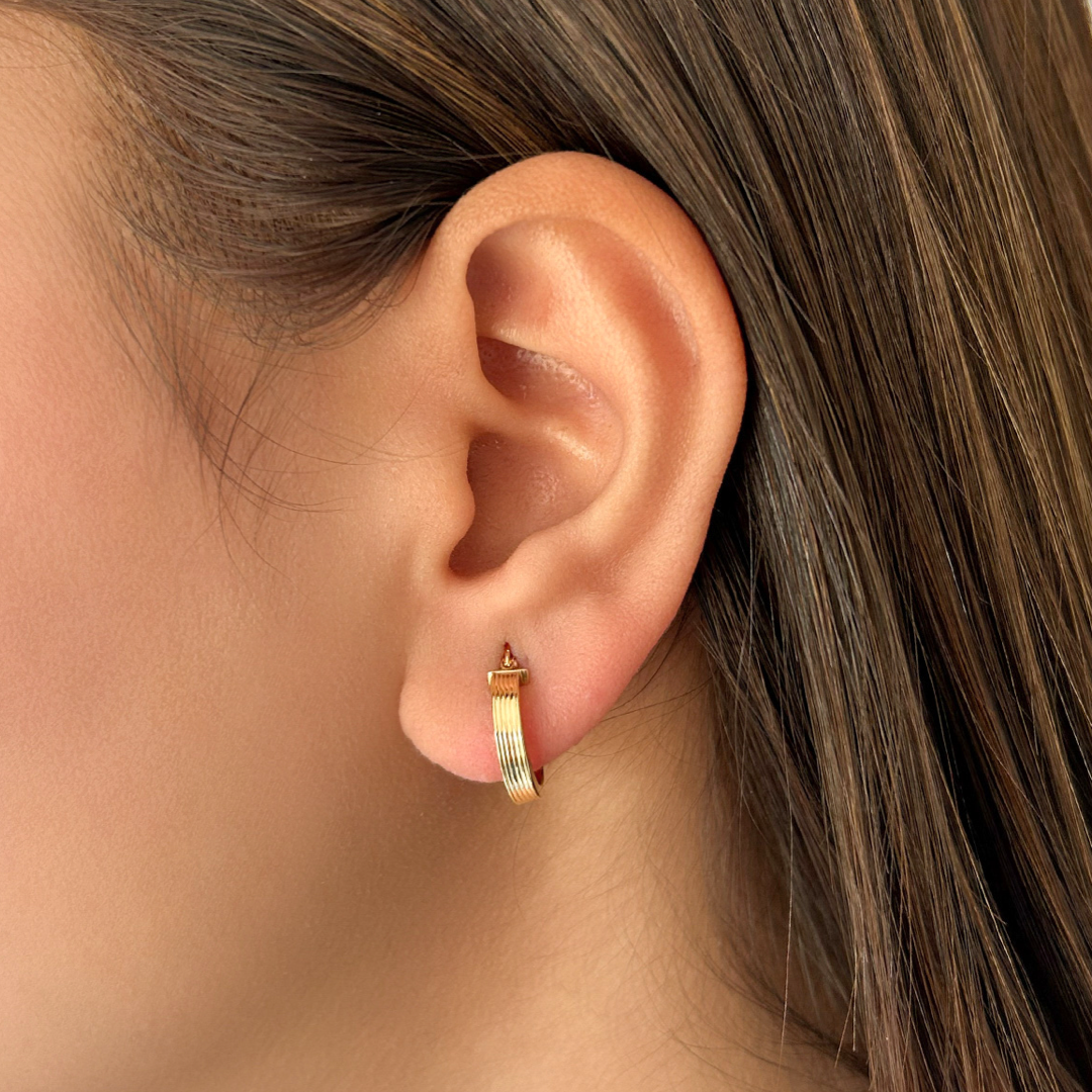 Huggie Hoop Extra Small Gold Hoop Earrings Mini Lined Hoops