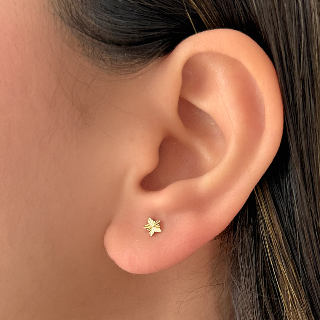 Mini Textured Star Studs