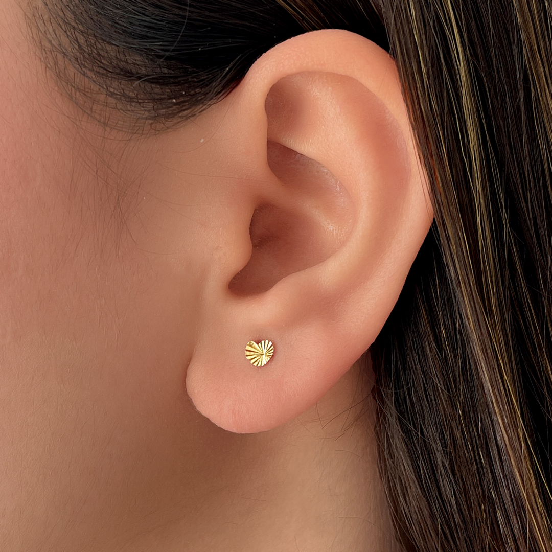 Mini Textured Heart Studs