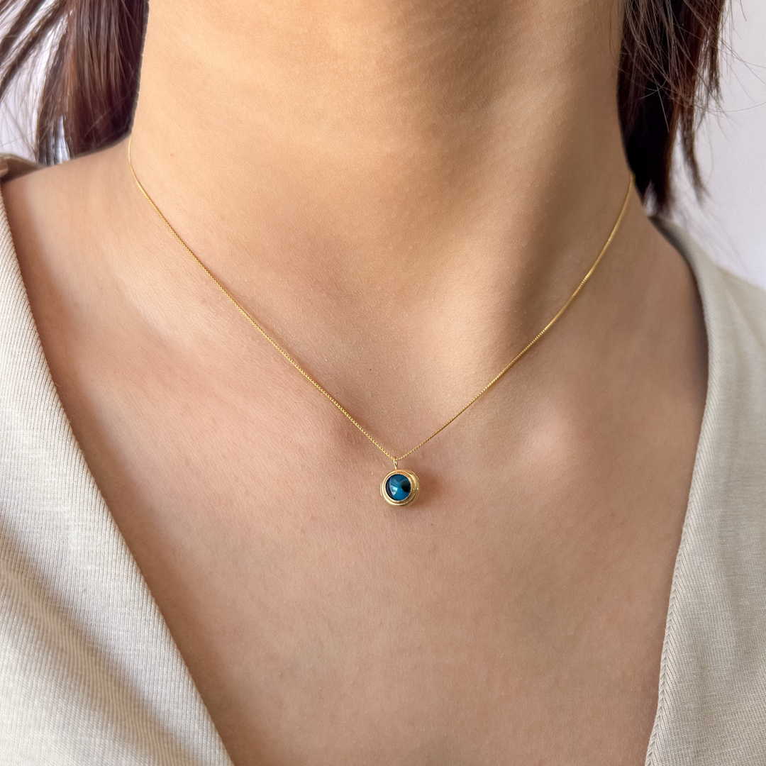 Evil Eye Box Necklace (Blue)