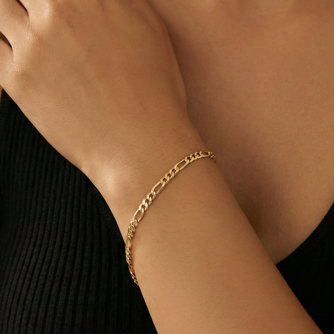 Mini Figaro Bracelet – 18k Gold Figaro Bracelet | Starkle