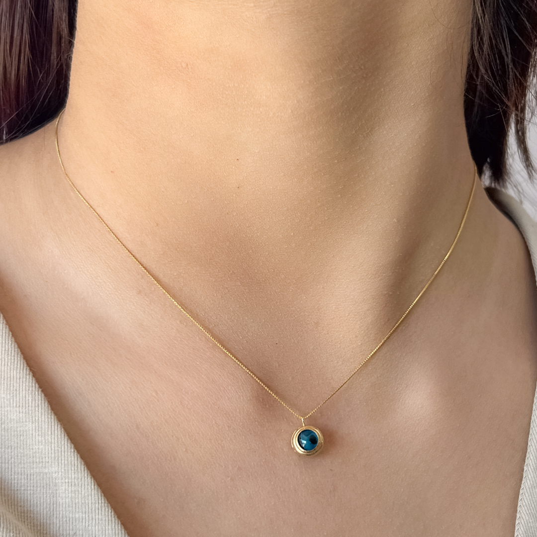 Evil Eye Box Necklace (Blue)