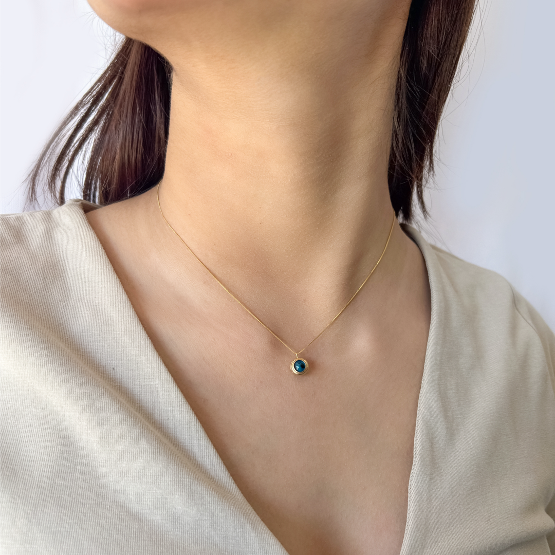 Evil Eye Box Necklace (Blue)
