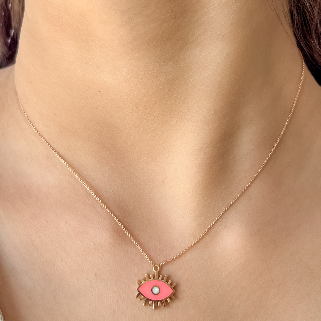 Enamel Rose Eye Necklace