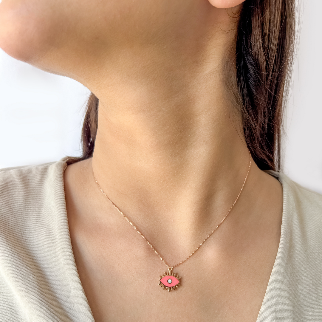 Enamel Rose Eye Necklace