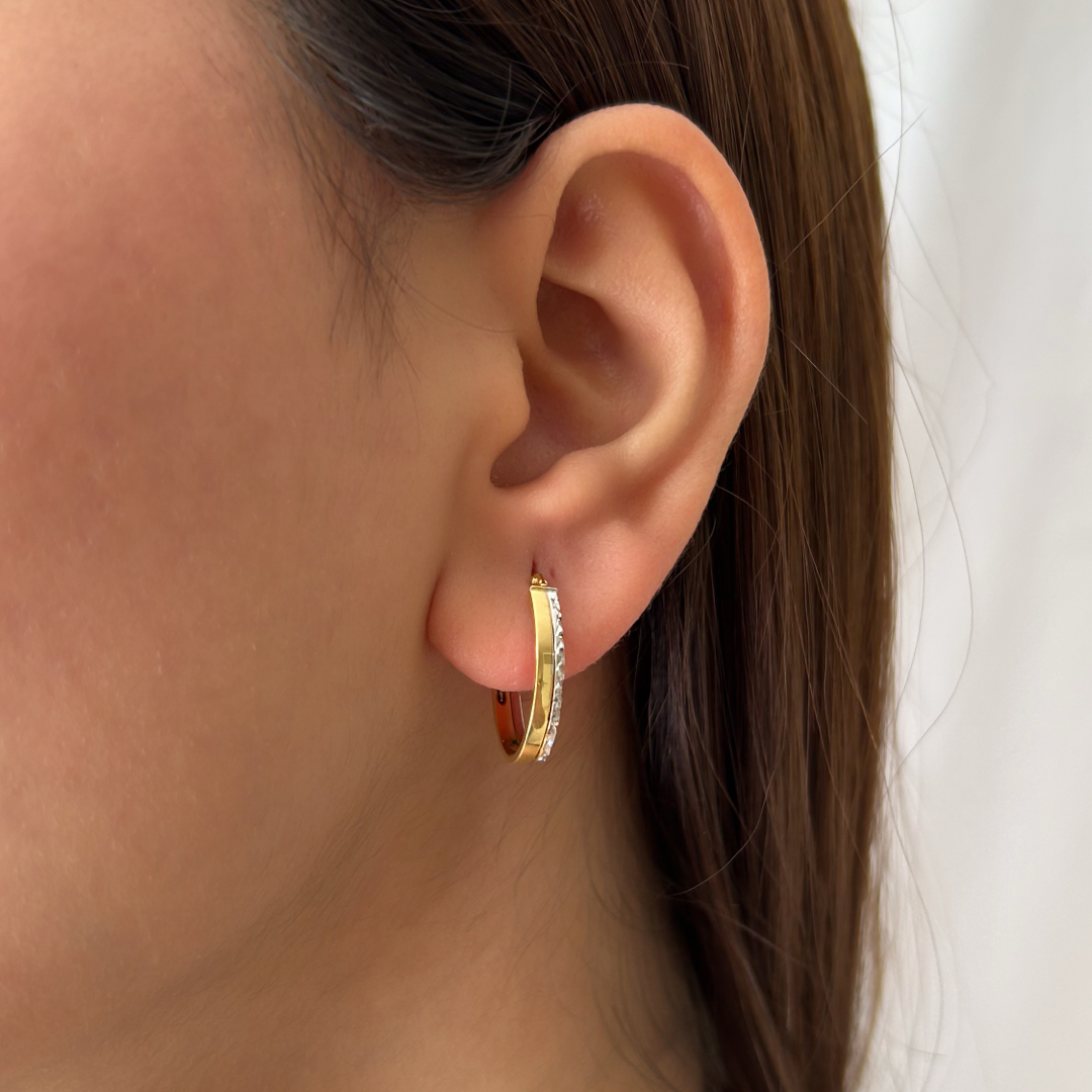 Dual Sparkle Oval Hoops