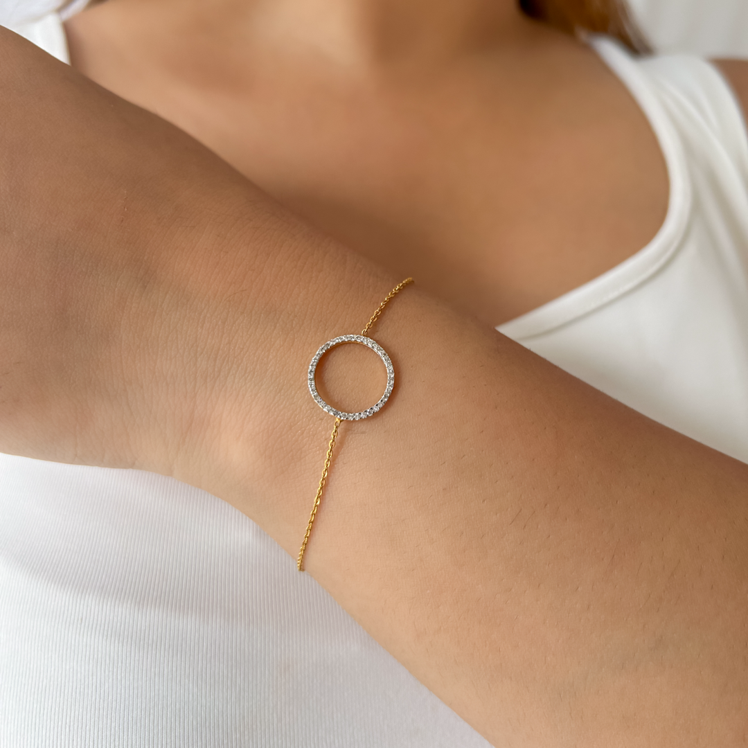 Diamond Halo Bracelet | Thin Chain