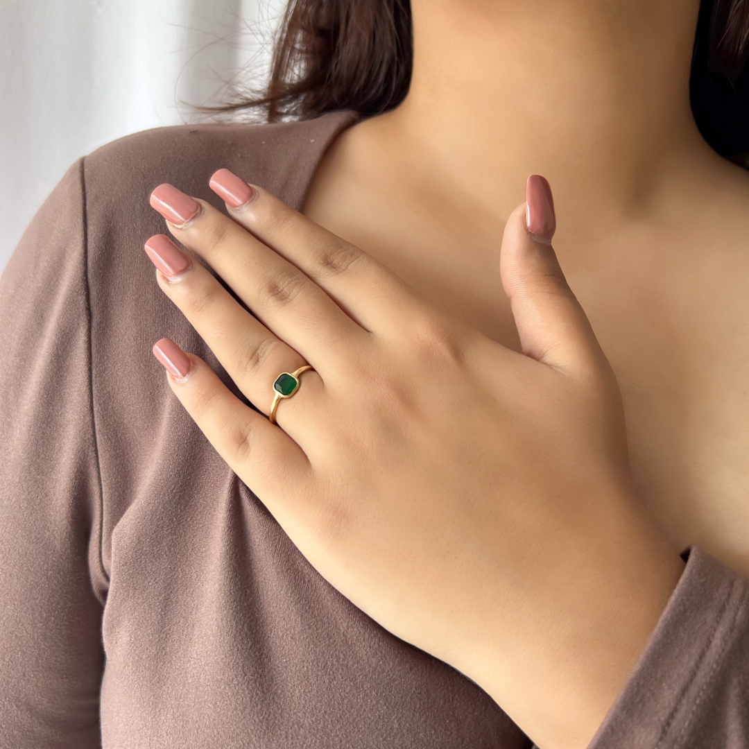 Green Stone Princess Ring