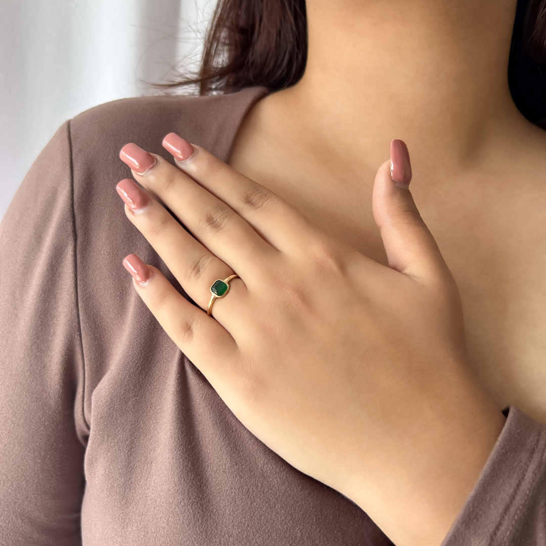 Green Stone Princess Ring