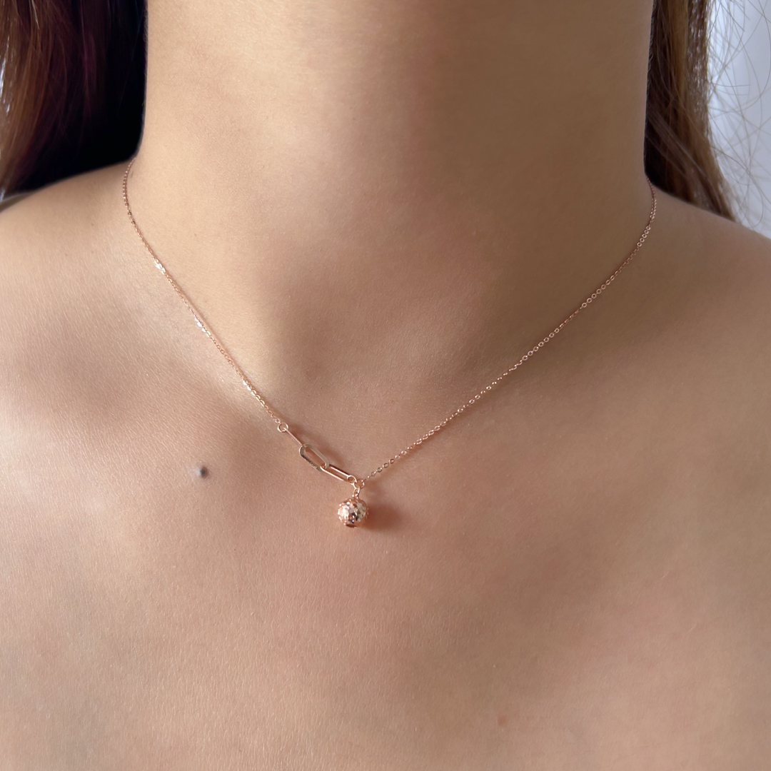 Rose Paperclip Sphere Necklace