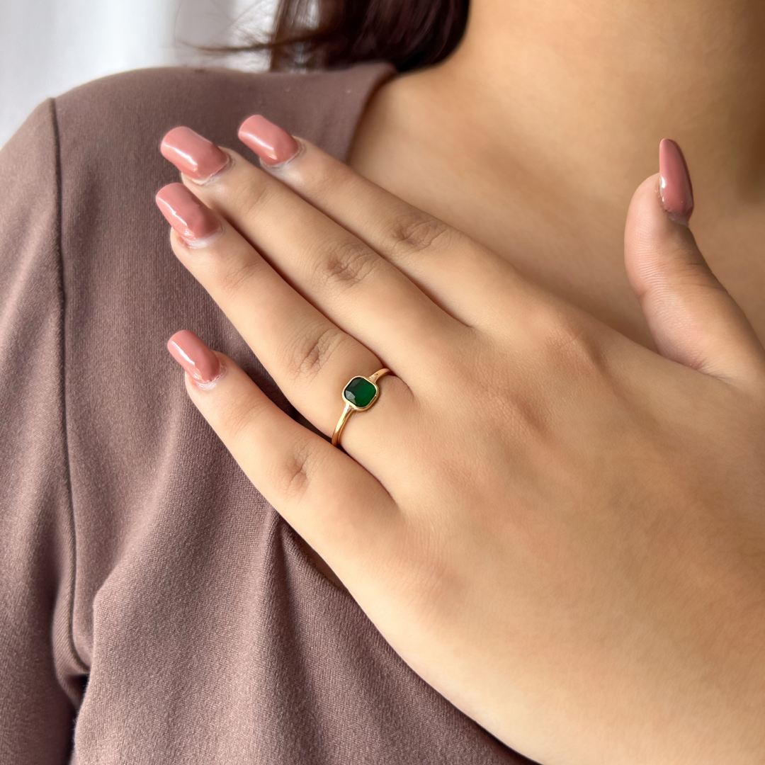 Green Stone Princess Ring