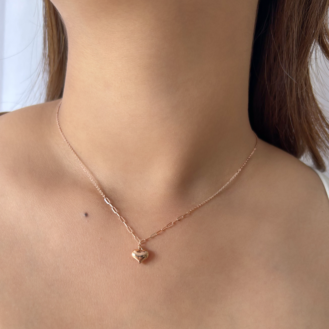 Rose Paperclip Heart Necklace