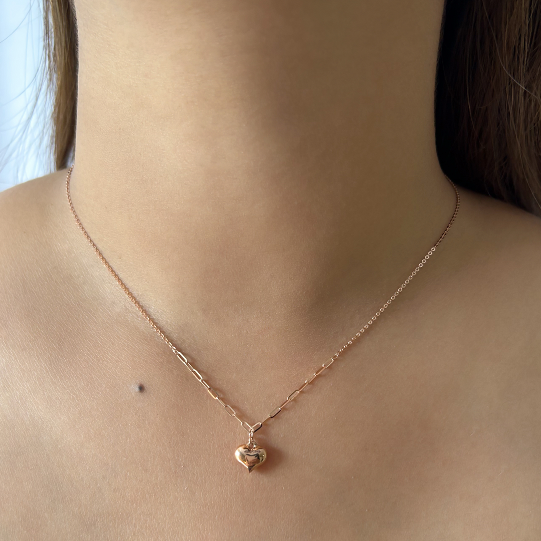 Rose Paperclip Heart Necklace