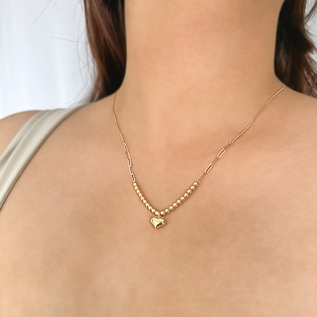 Paperclip Heart Bead Necklace- Box
