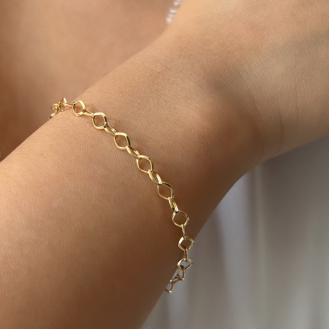 Rhombus Link Bracelet – 18k Gold Bracelet | Starkle
