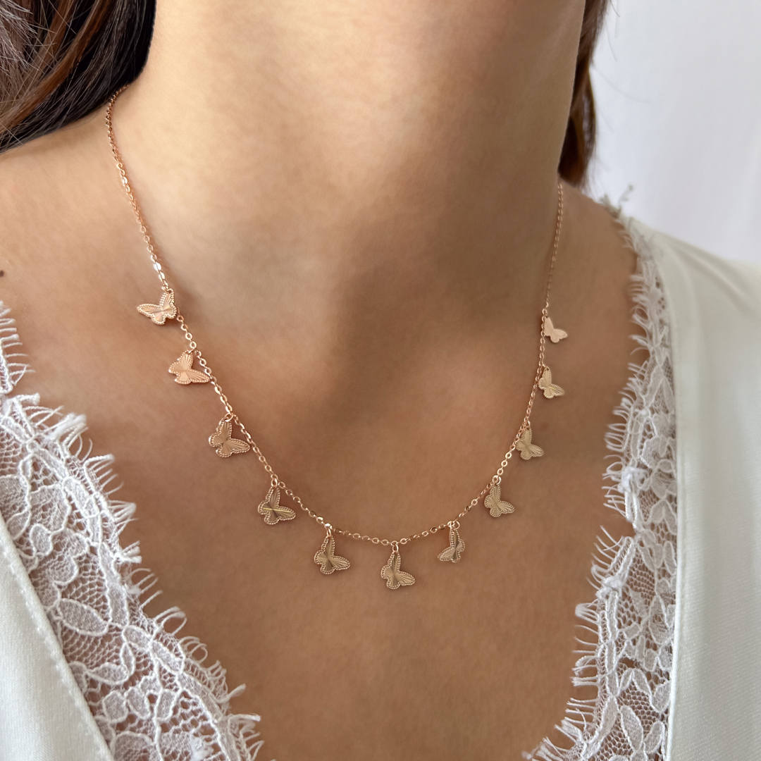 Rose Sparkle Butterfly Necklace