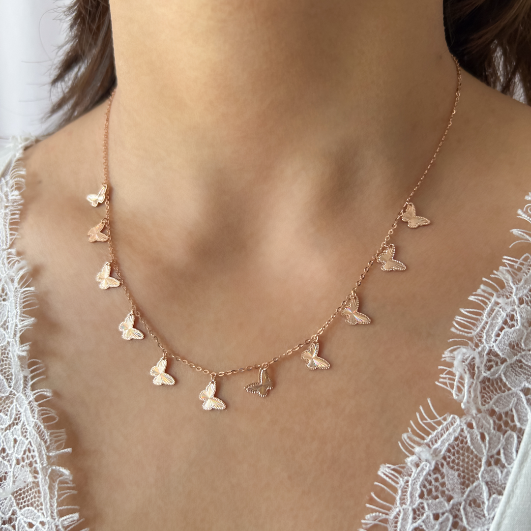 Rose Sparkle Butterfly Necklace