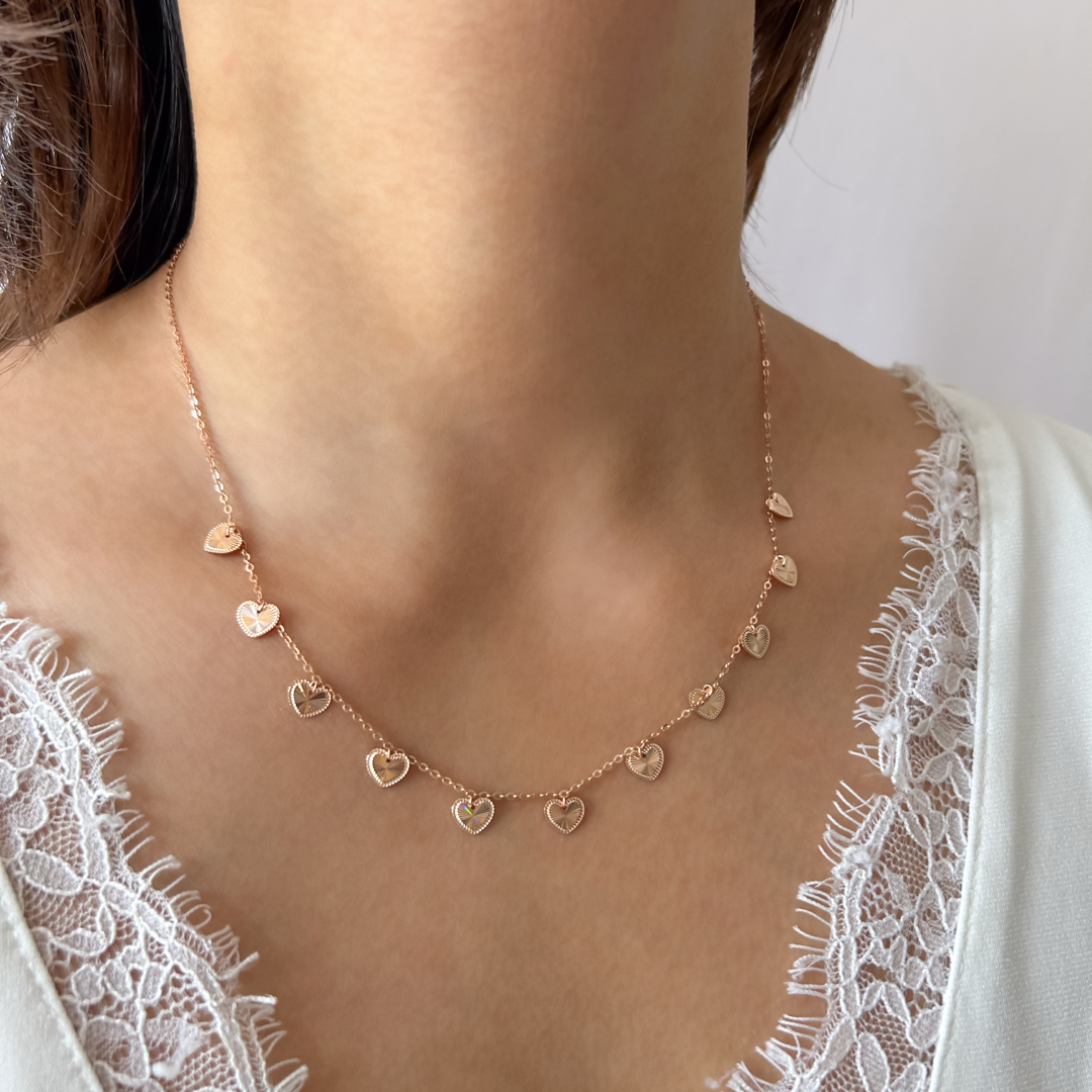 Rose Sparkle Heart Necklace