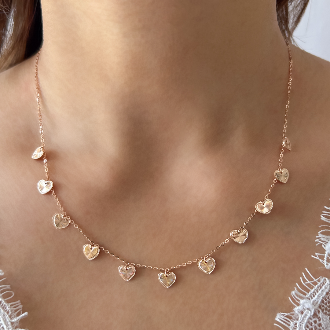 Rose Sparkle Heart Necklace
