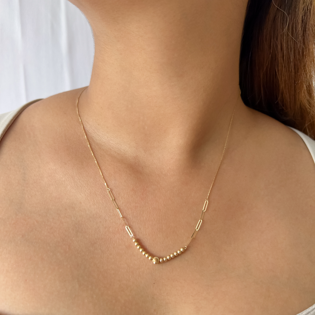 Shiny Bead Clip Necklace