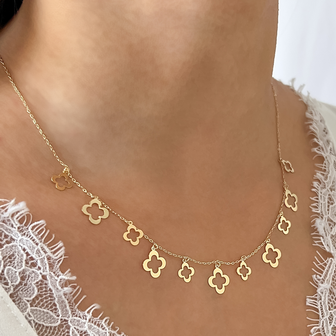 Abstract Clover Charm Necklace