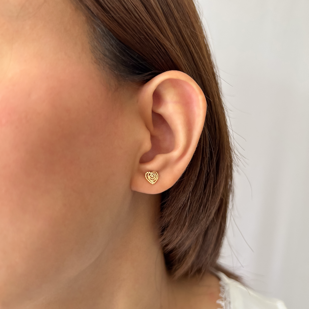 Spiral Textured Heart Studs
