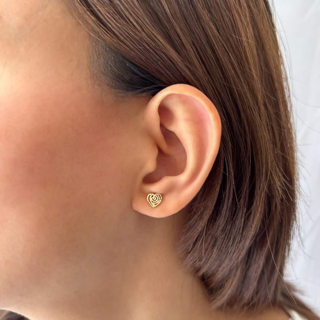 Spiral Textured Heart Studs