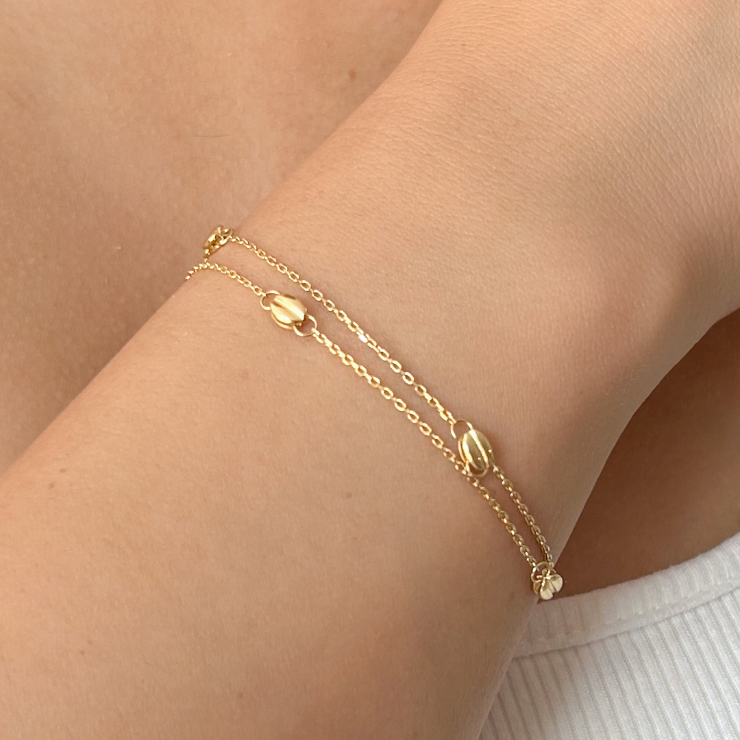 Dual Chain Bean Bracelet