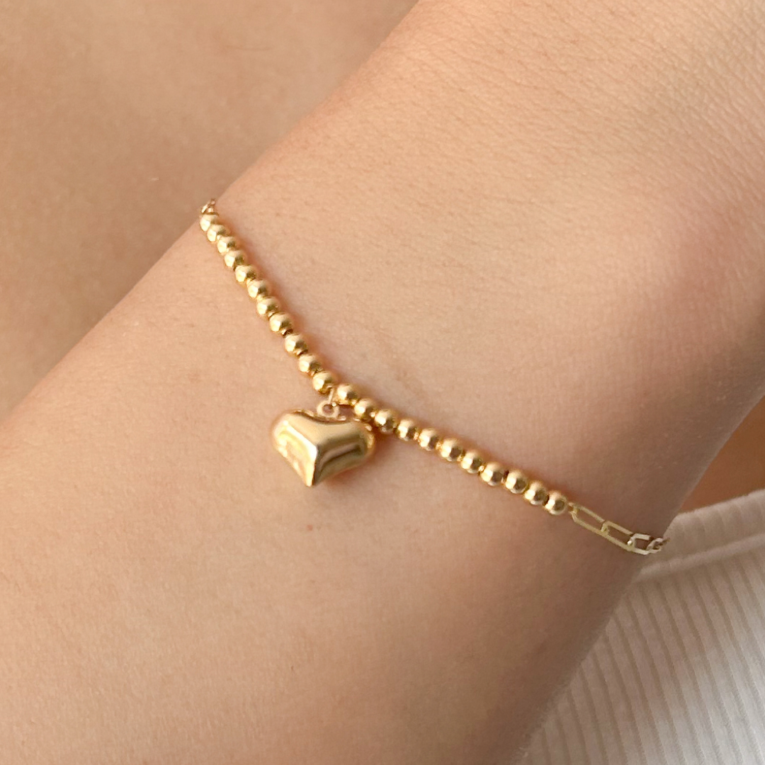 Paperclip Heart Bead Bracelet