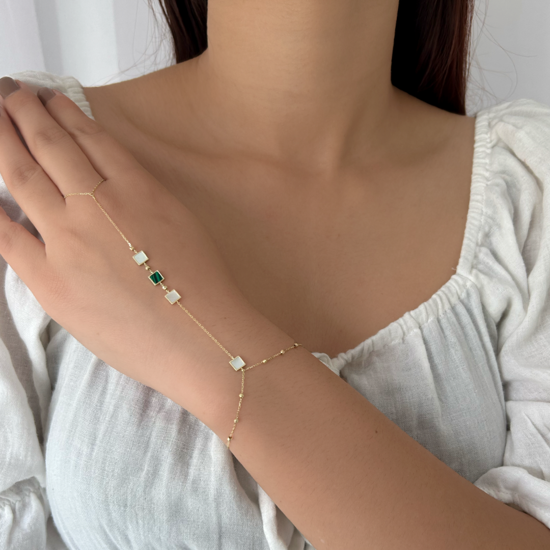 Square Stone Hand Chain