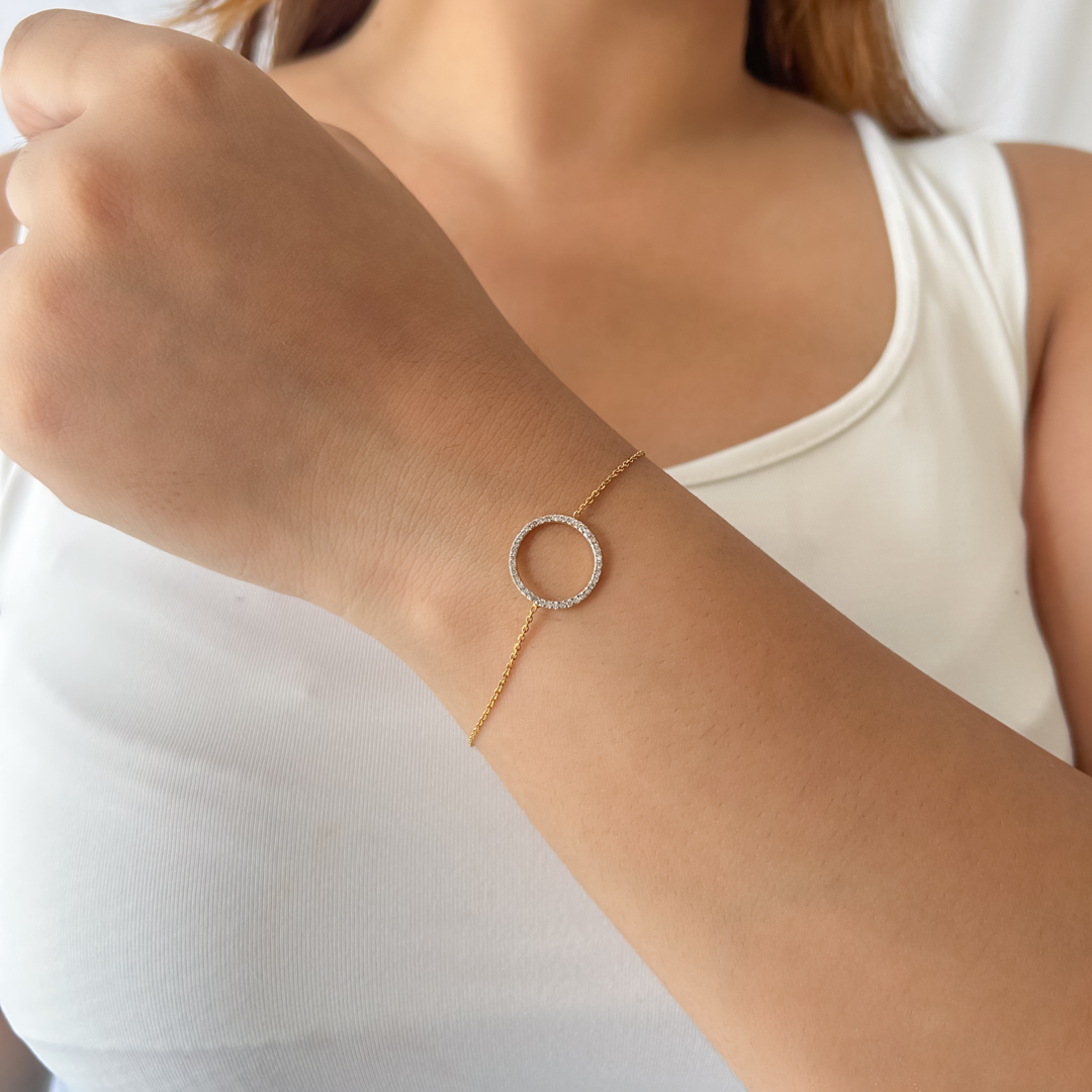 Diamond Halo Bracelet | Thin Chain