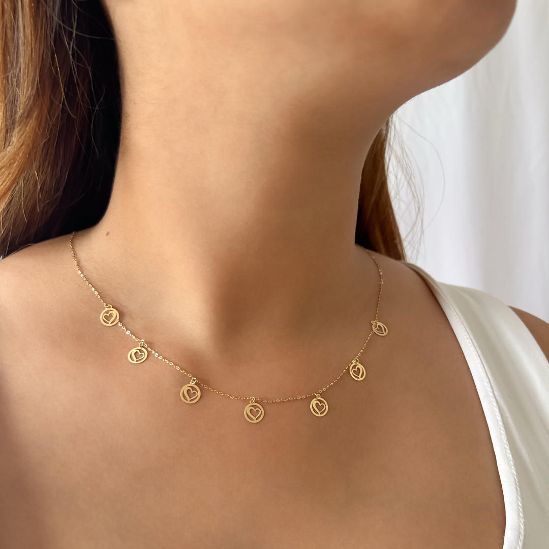 Sphere Heart Charm Necklace