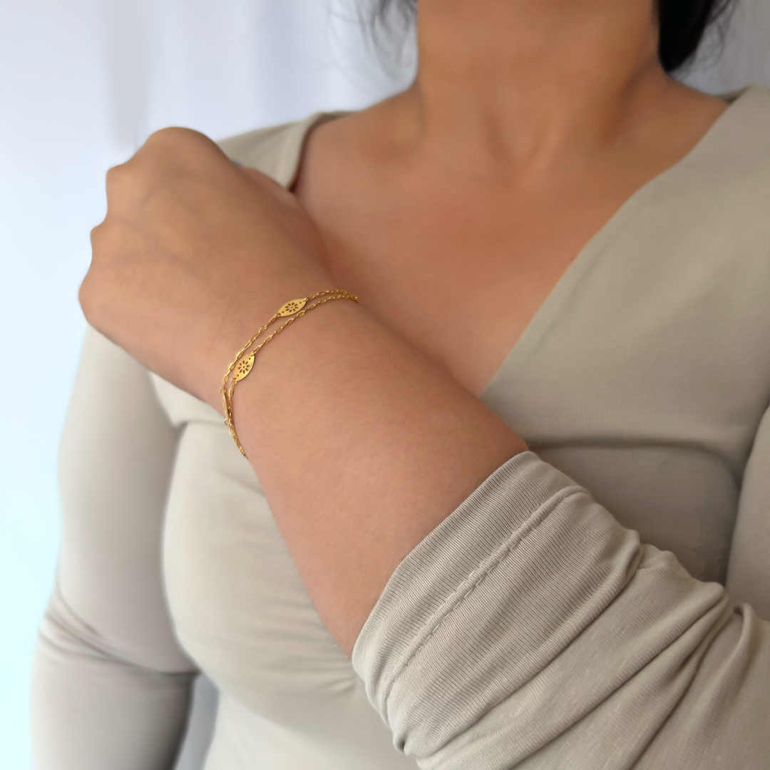 Dual Floral Leaf Bracelet