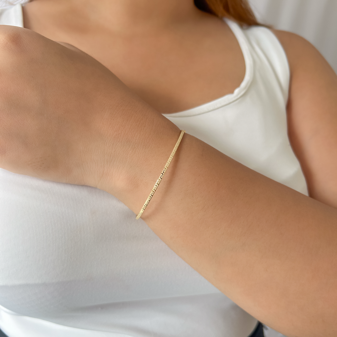 Flat Meander Bangle Bracelet