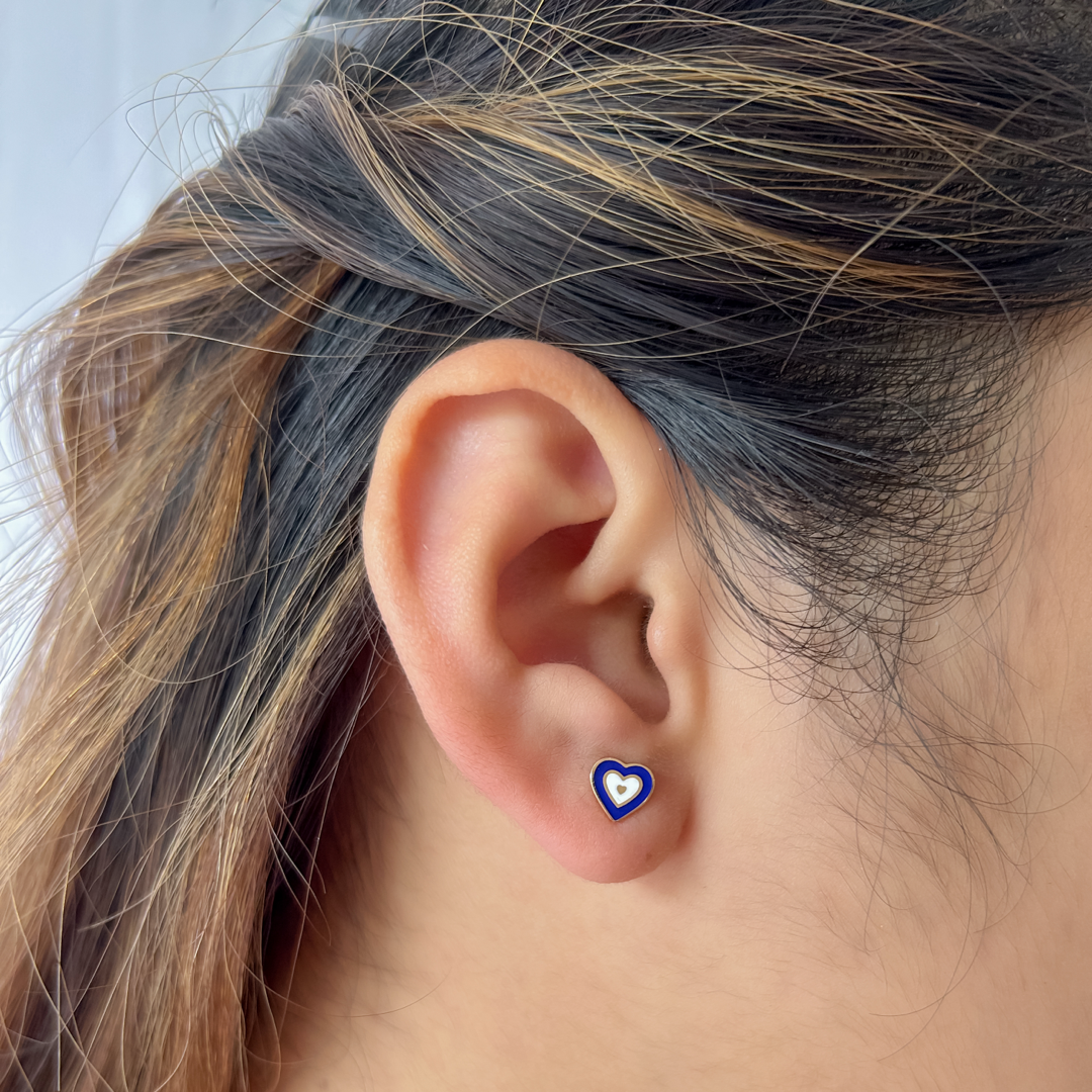 Heart Pop Studs (D.Blue)