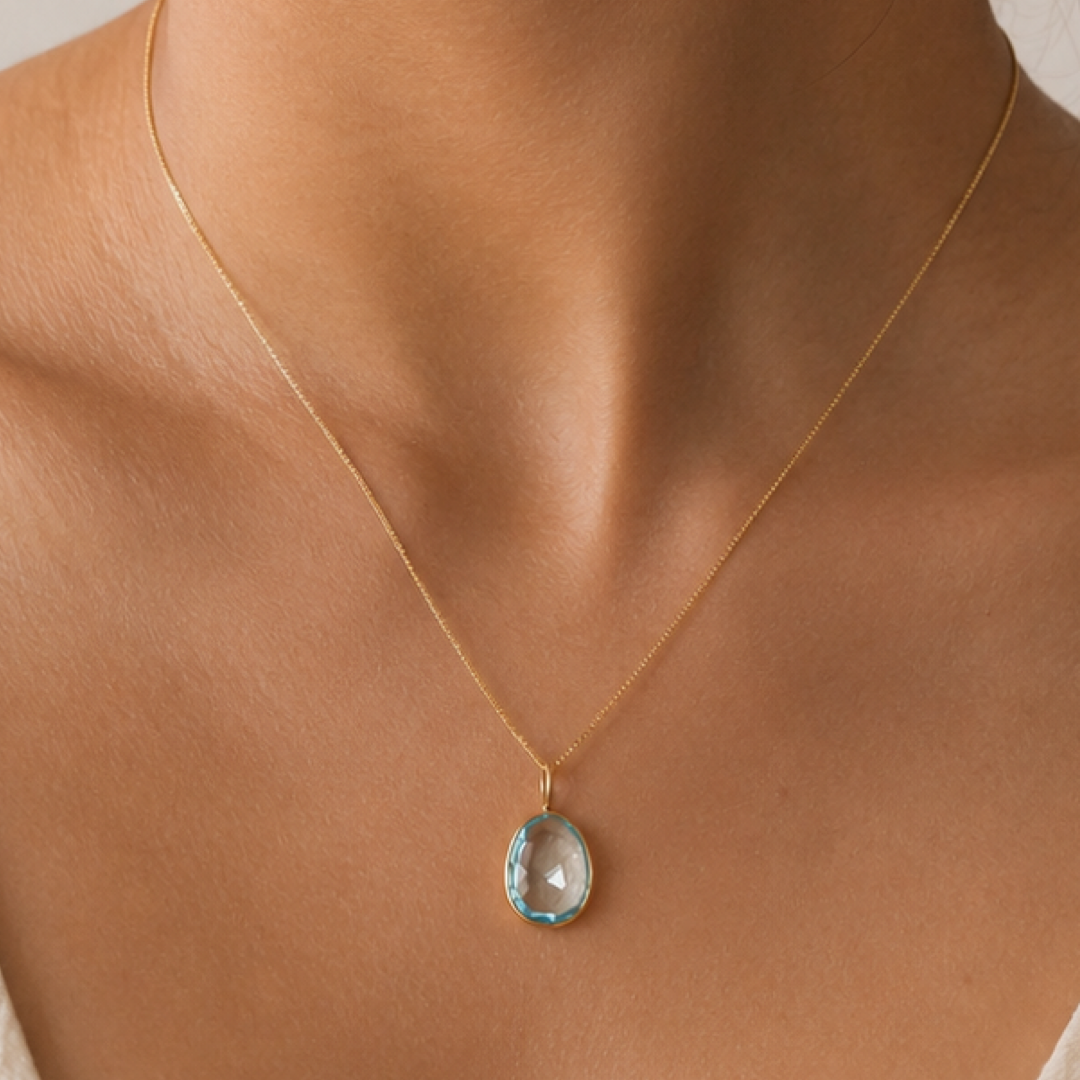 Blue Topaz Oval Pendant