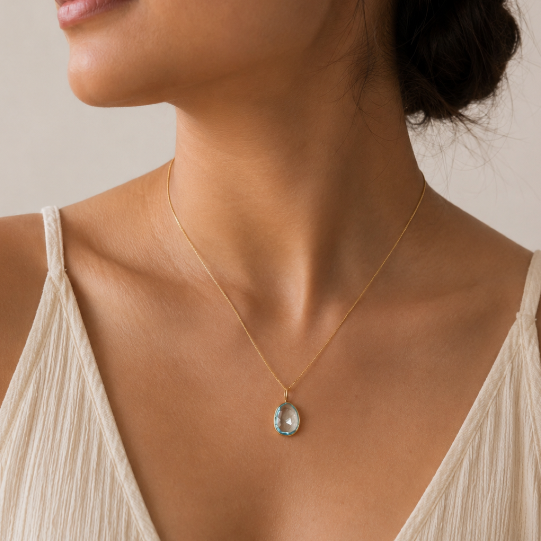 Blue Topaz Oval Pendant