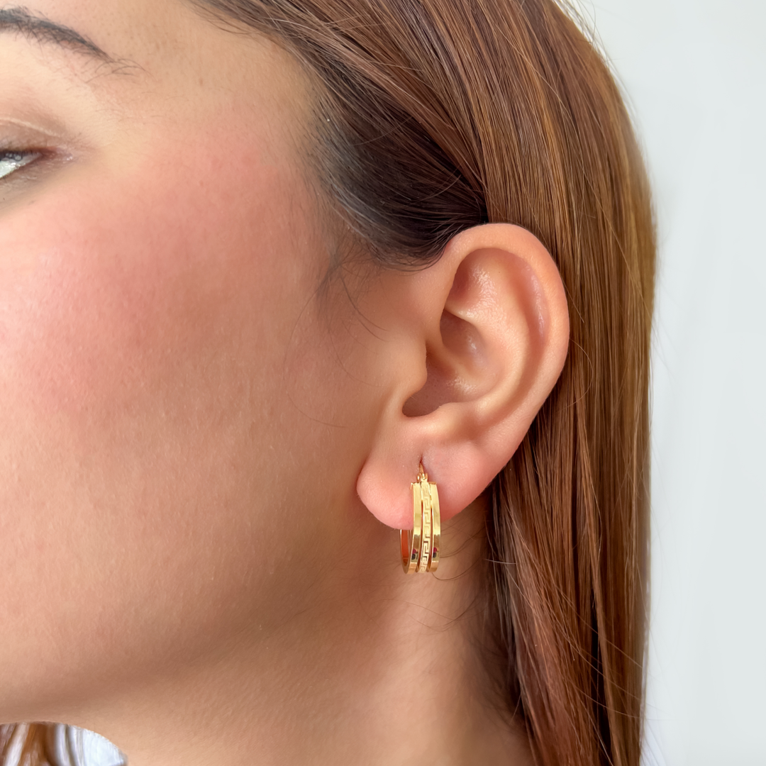 Tri Meander Oval Hoops