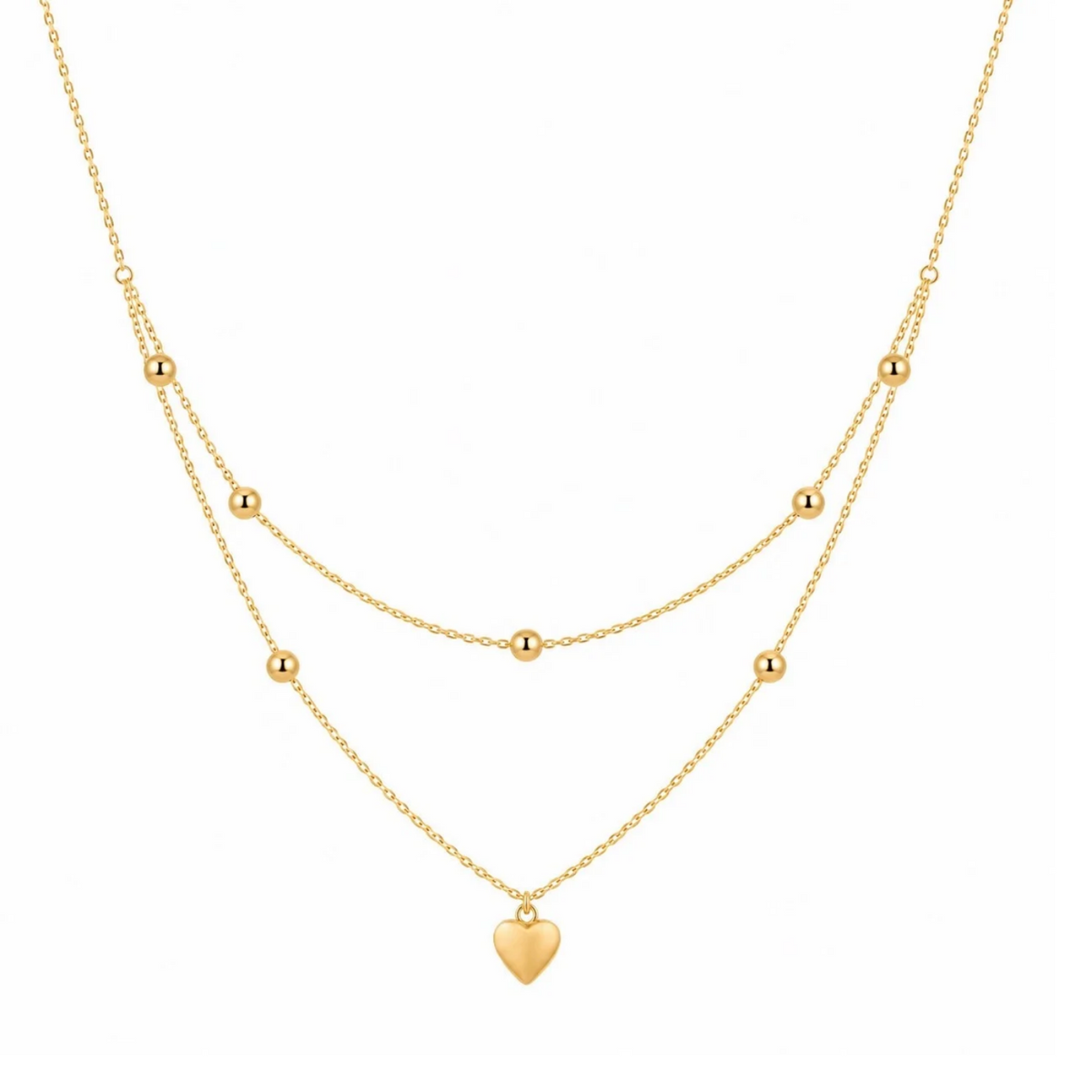 Layered Heart Sphere Necklace