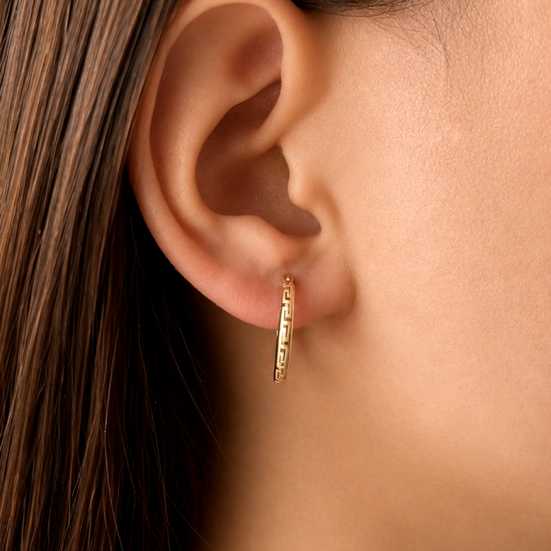 Sleek Curved Meander Hoops