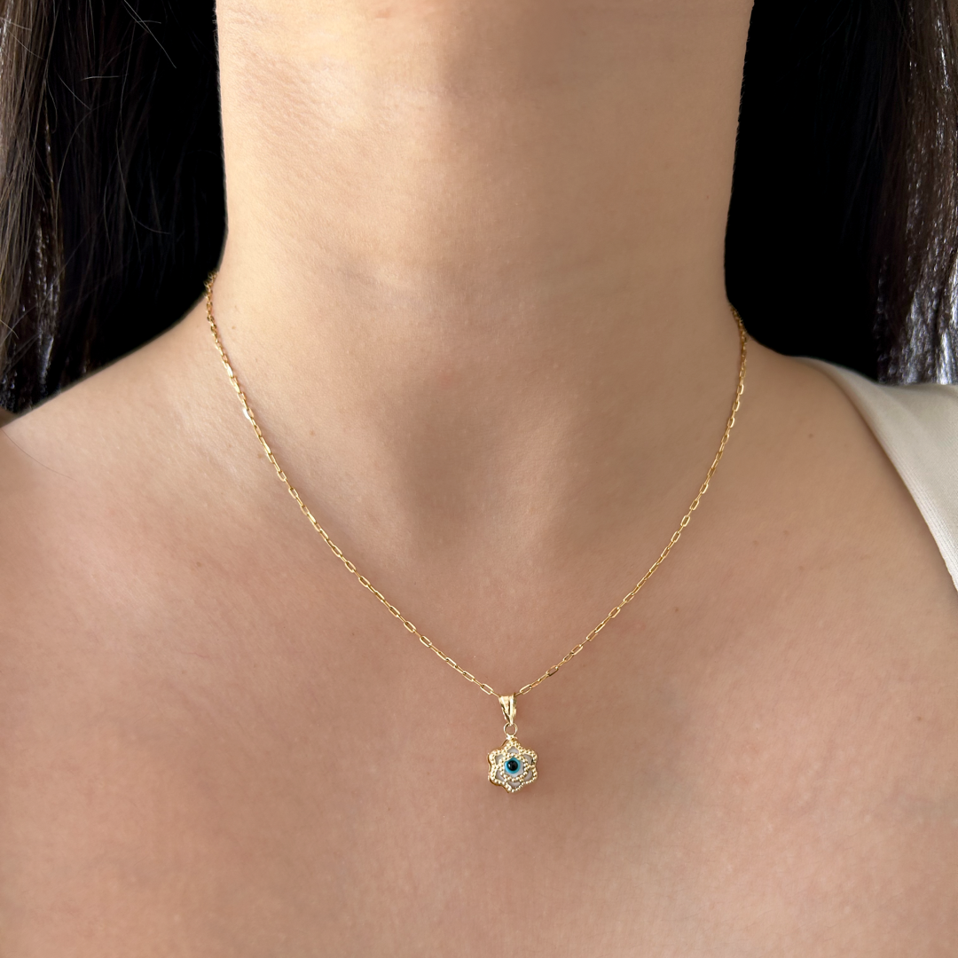 Evil Eye Flower Pendant | White